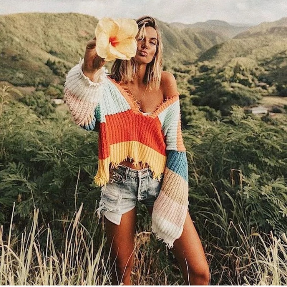 💔SOLD💔 Wildfox Andros Striped Palmetto Sweater